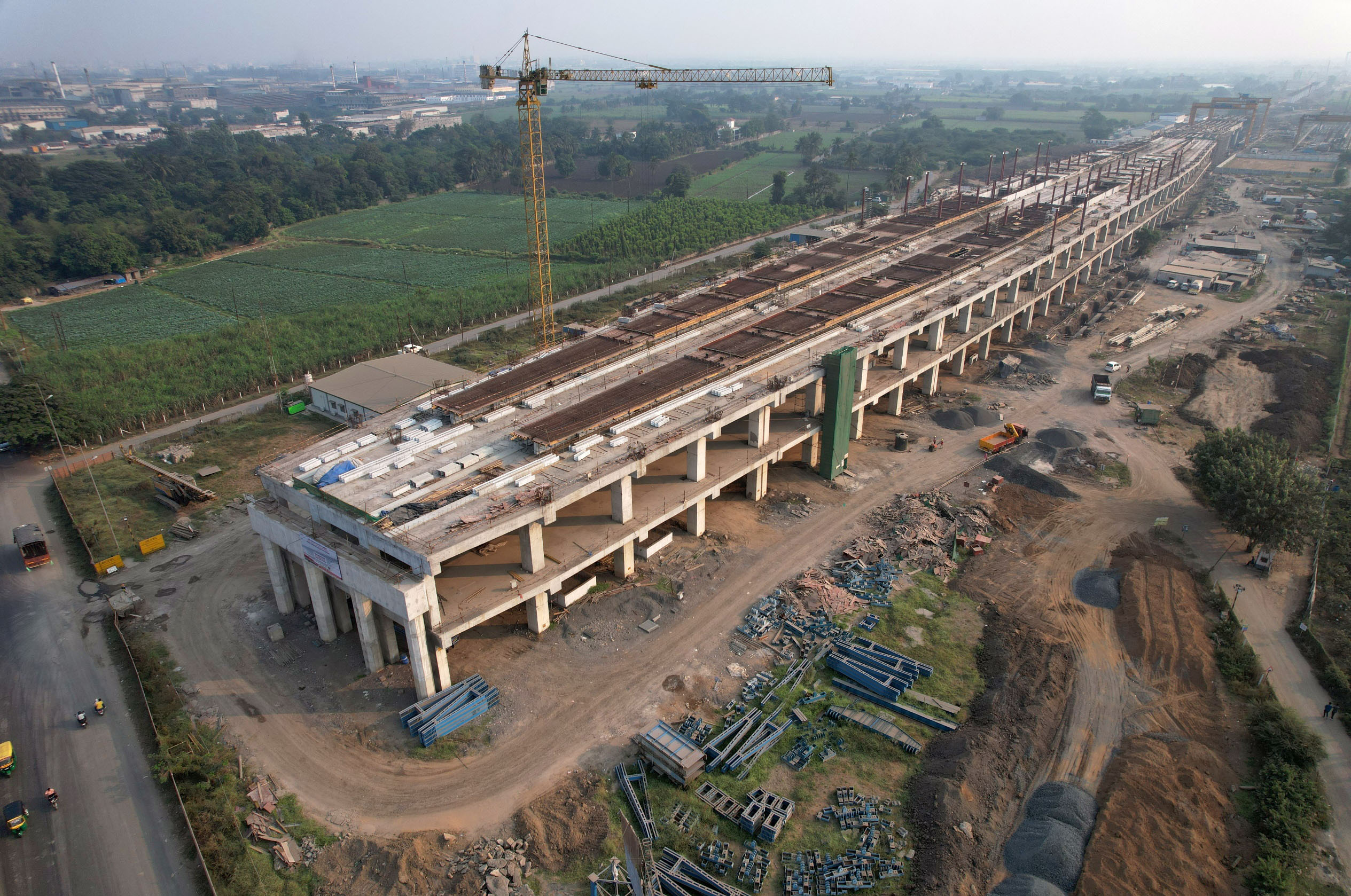 Pier Work in Progress at Surat District, July 2022